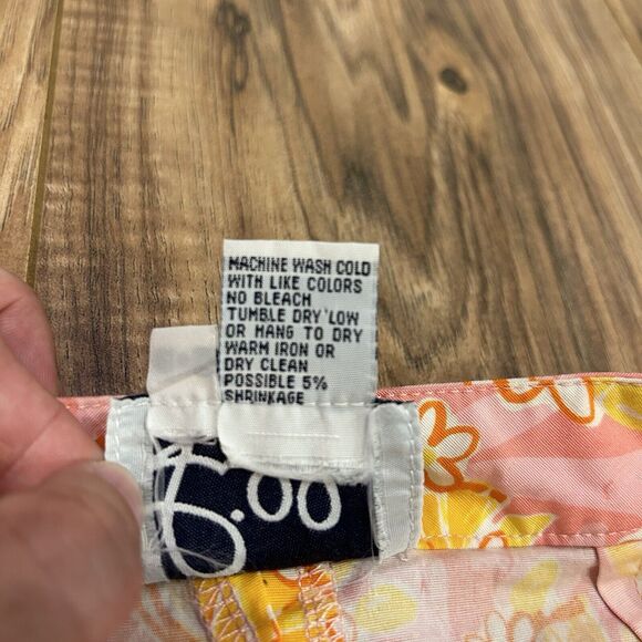 Vintage Lilly Pulitzer Pink Orange Floral Alligator Print Pants Women's 0 Crop - Picture 4 of 11